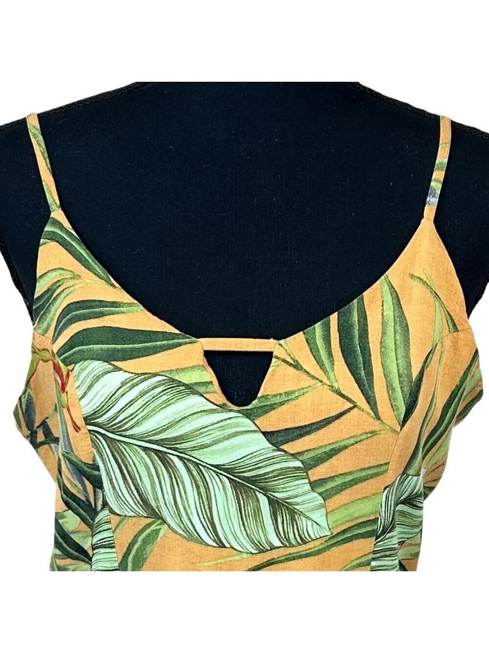 Kauf Mustard Yellow Tropical Sexy Viscose Sundress Size M - Picture 4 of 14